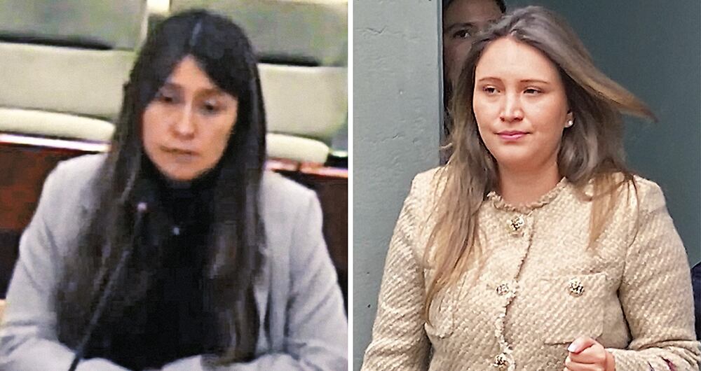   Andrea Ramírez (a la izquierda) en su testimonio ante la Corte Suprema de Justicia. Allí habló de una USB que compartía con María Alejandra Benavides (derecha), con información de congresistas y obras. 