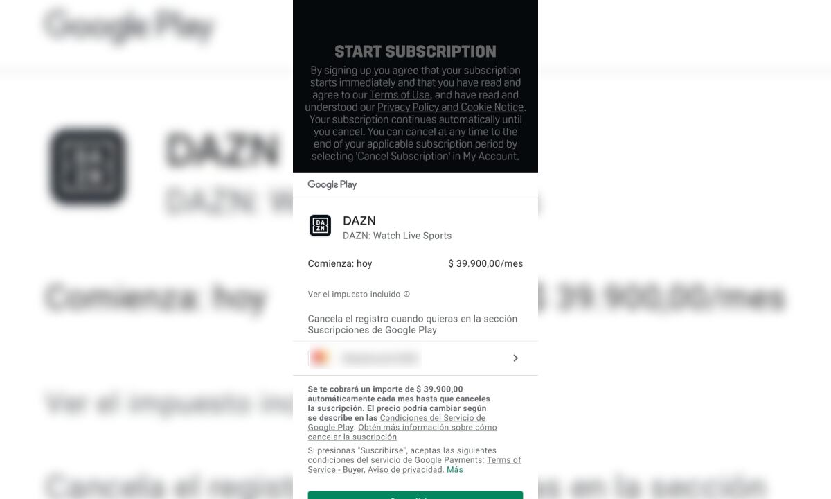 Precio de DAZN en Colombia. Foto: Captura de pantalla