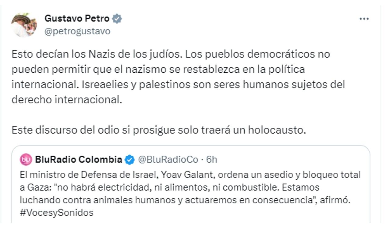 Así fueron las fuertes palabras del presidente Petro a Israel