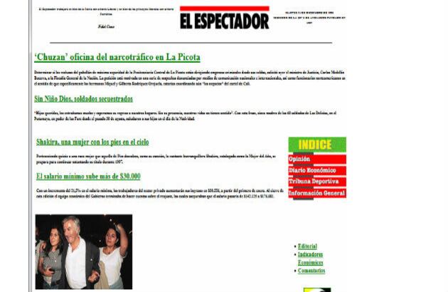 Era impensable llenar de imágenes una página en 1996. La velocidad de conexión no permitía la rápida descarga. Los textos no se publicaban en columnas sino que abarcaban todo el ancho de la pantalla.
