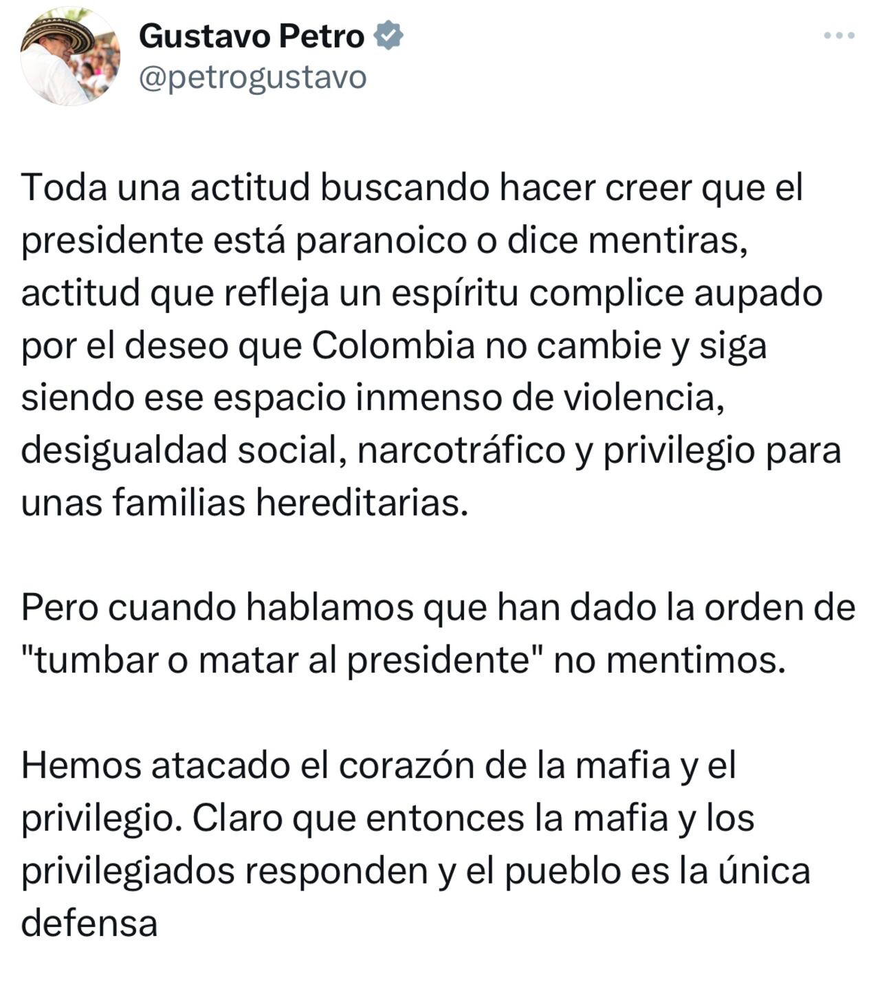 Mensaje presidente Gustavo Petro