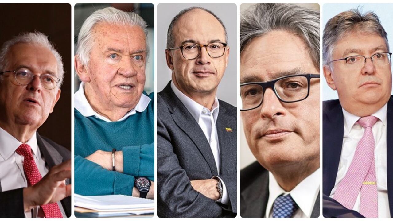 Los exministro de Hacienda José Antonio Ocampo, Rudolf Hommes, Juan Carlos Echeverry, Alberto Carrasquilla y Mauricio Cárdenas.