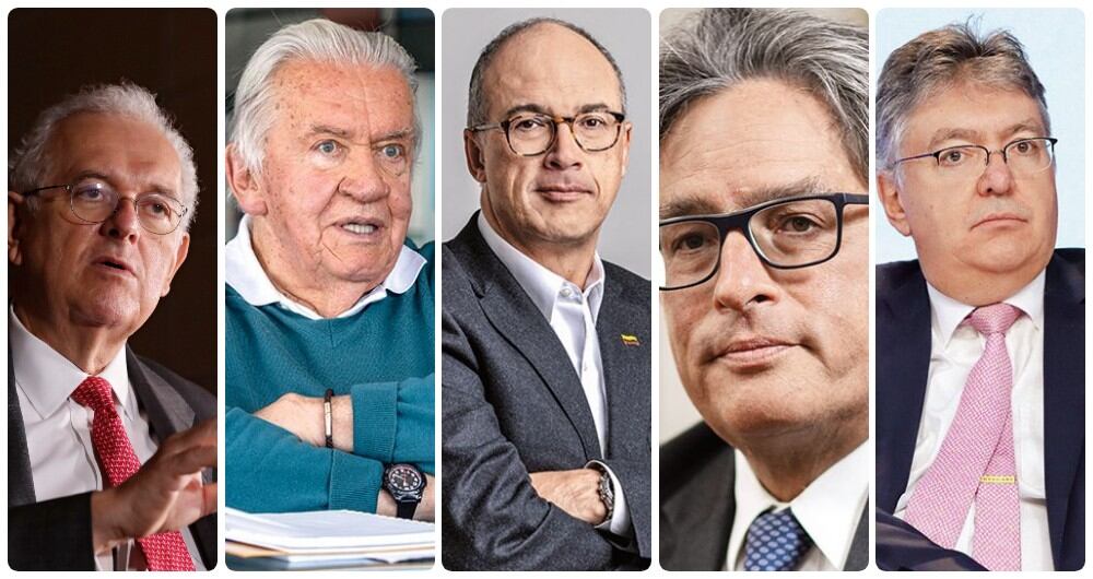 Los exministro de Hacienda José Antonio Ocampo, Rudolf Hommes, Juan Carlos Echeverry, Alberto Carrasquilla y Mauricio Cárdenas.