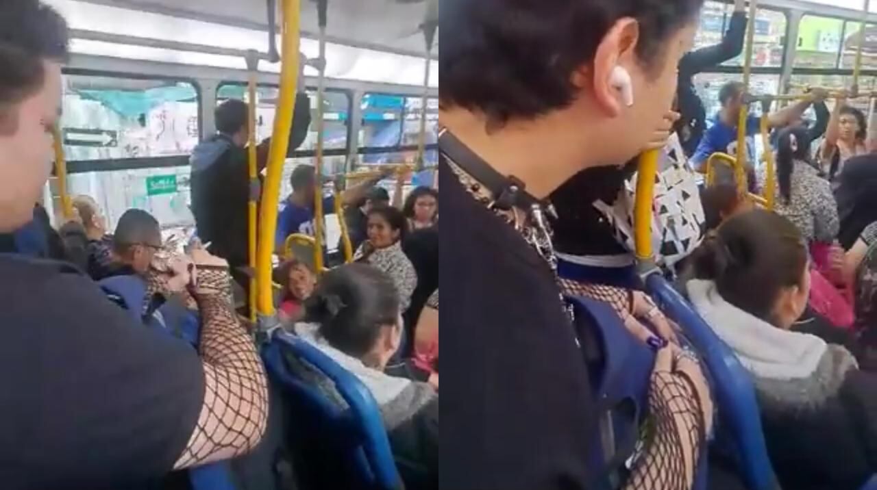 La mujer comenzó a criticar la vestimenta del joven, que había optado por una falda, mallas y uñas pintadas.