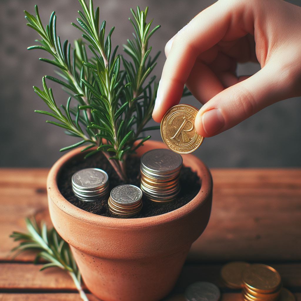 Enterrar monedas junto a planta de romero.