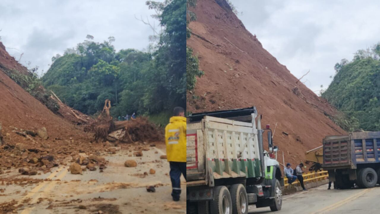Movimiento en masa sobre la autopista Medellín - Bogotá.
