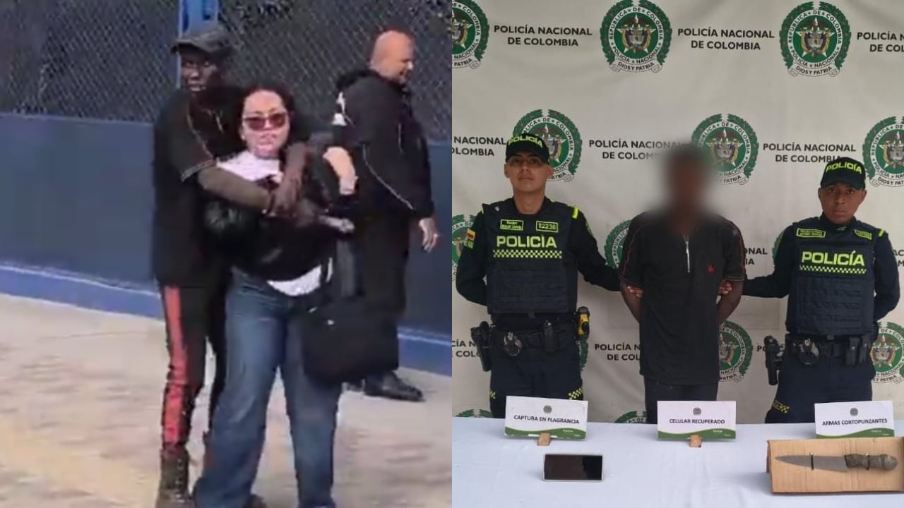 Momento en el que el hombre tomó como rehén a la mujer y su captura.