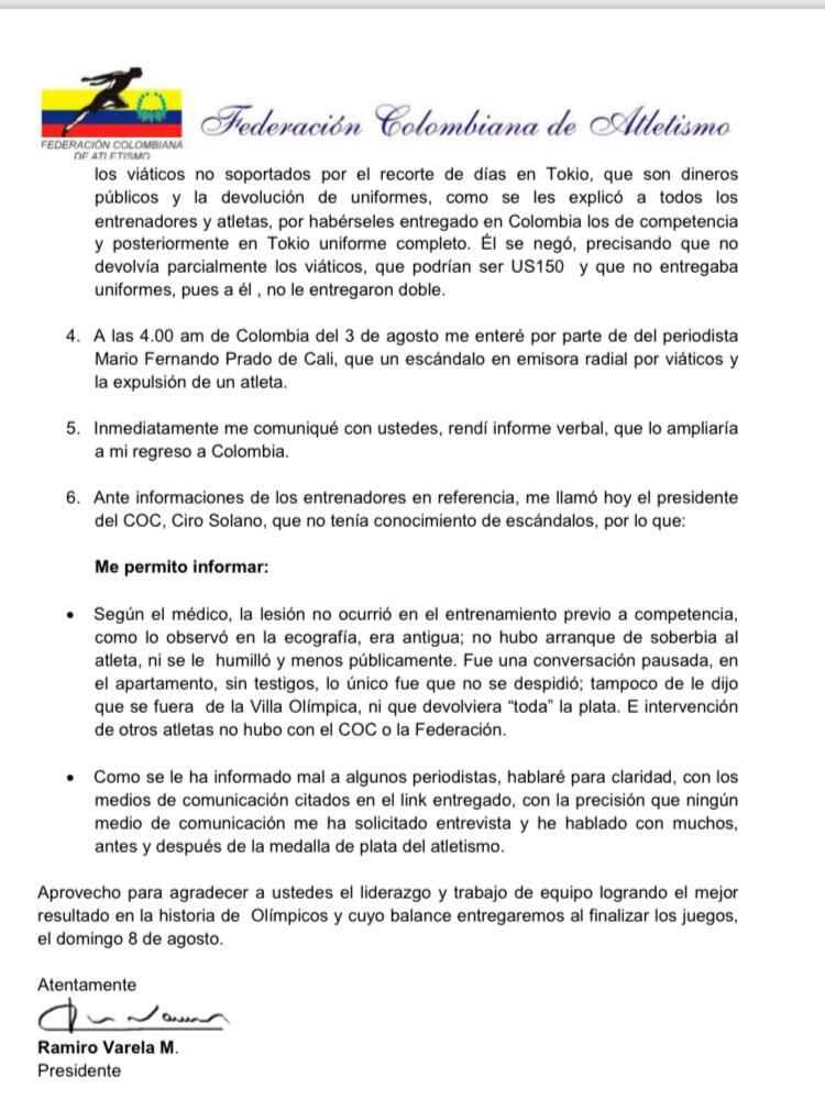 Informe de Atleta Bernardo Baloyes