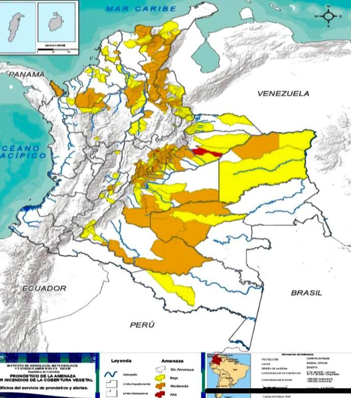 Pronóstico de amenaza por incendios de la cobertura vegetal vigentes