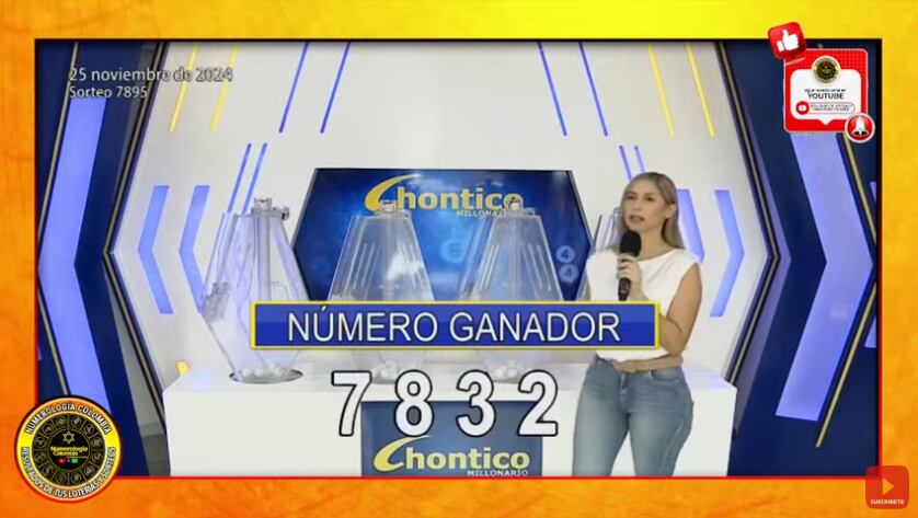Resultado Lotería Chontico del 25 de noviembre de 2024 | Foto: Canal de Youtube Resultados de loterías y chances Colombia