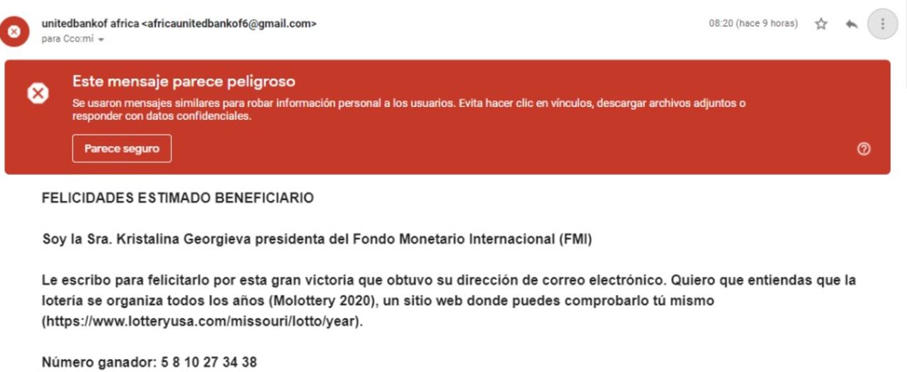 Correo fraudulento FMI