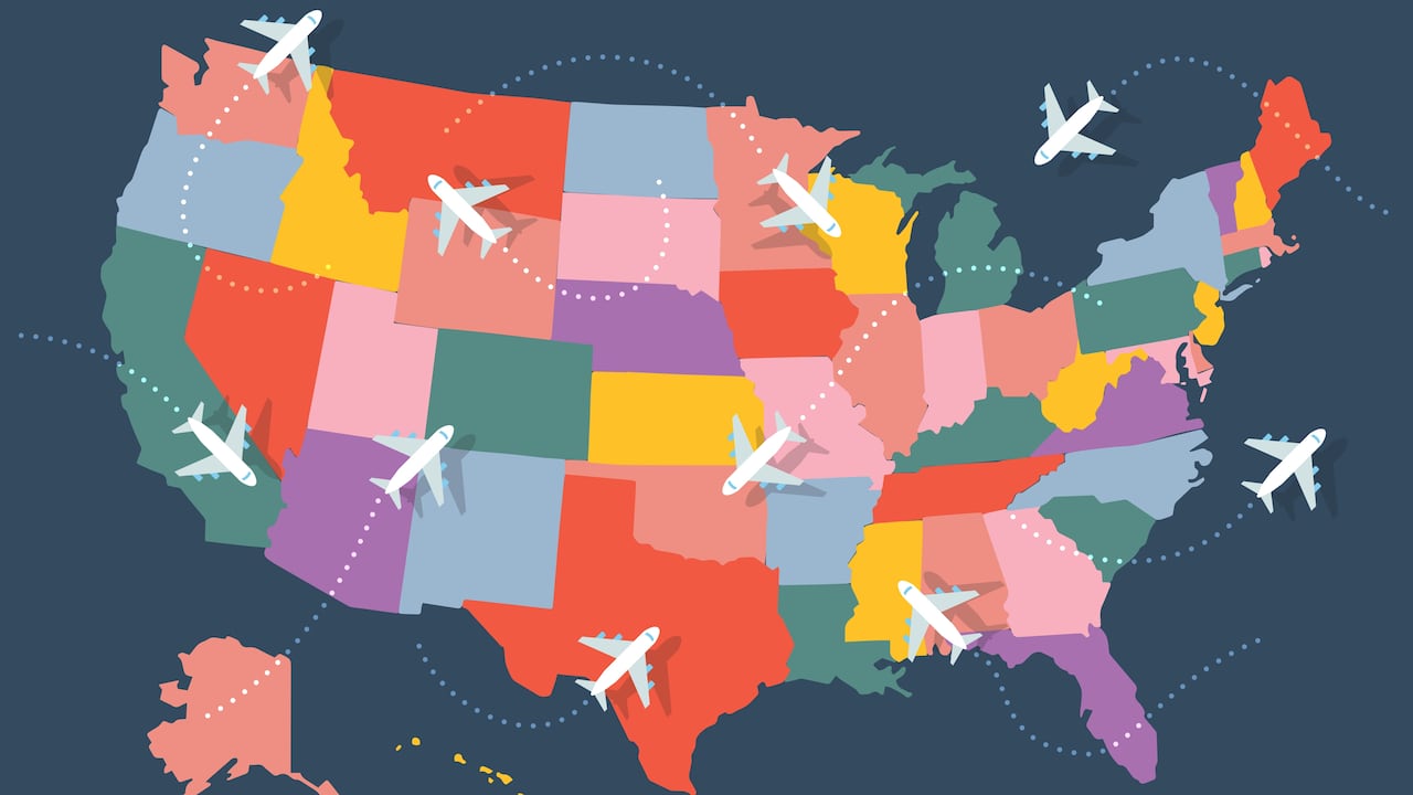 Ilustración aérea de Estados Unidos