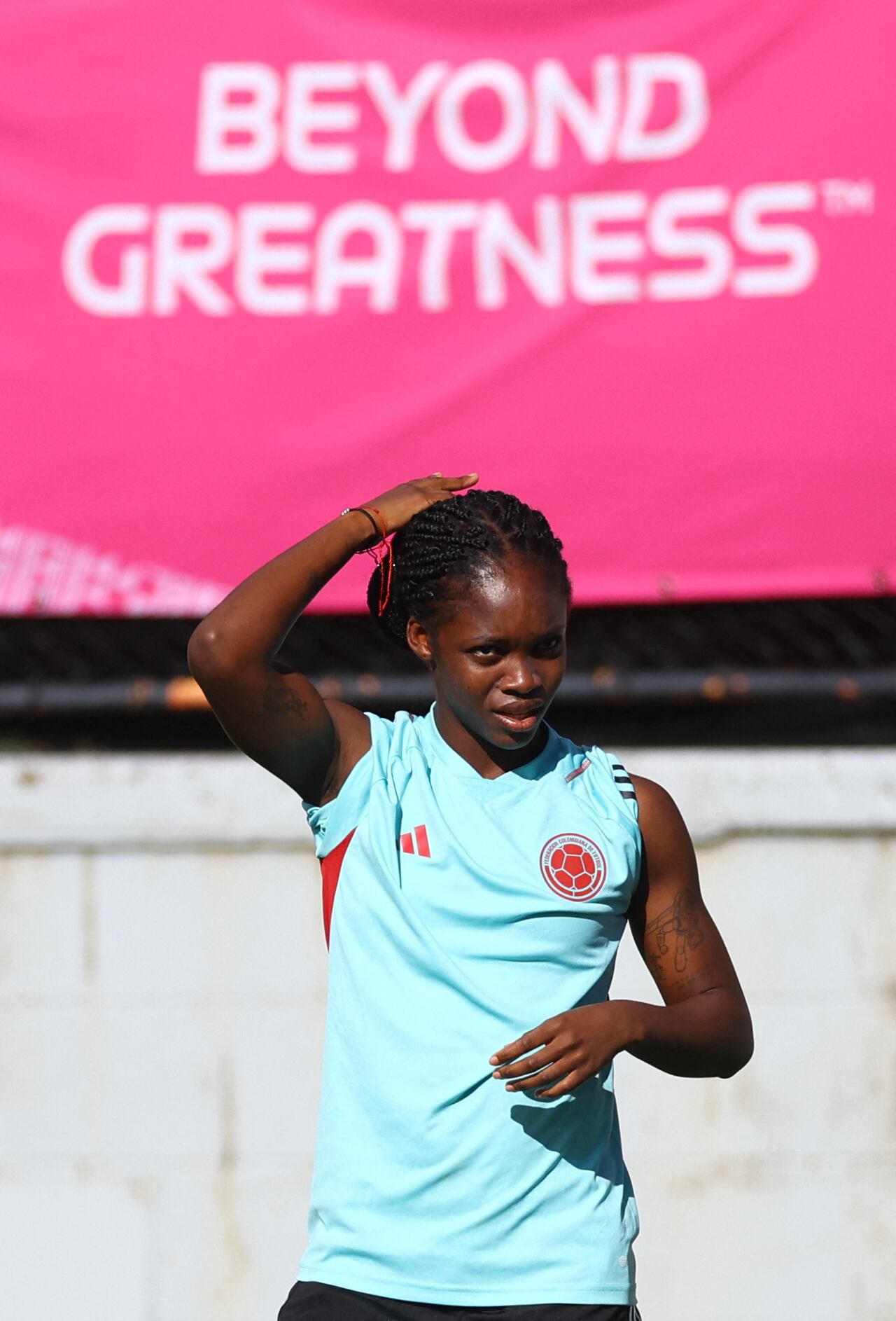 Soccer Football - FIFA Women’s World Cup Australia and New Zealand 2023 - Group H - Colombia Training - Leichhardt Oval, Sydney, Australia - July 29, 2023 Colombia's Linda Caicedo during training REUTERS/Carl Recine