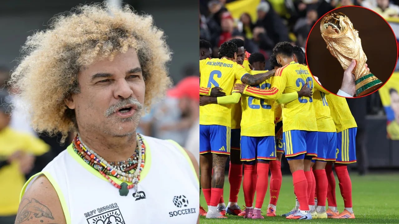 Carlos El Pibe Valderrama y jugadores de la Selección Colombia.