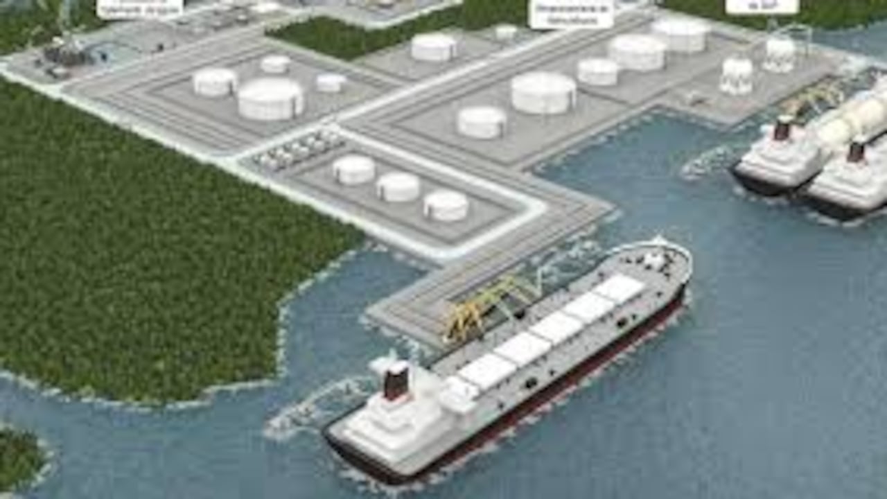 Imagen de cómo funcionaria la planta regasificadora del Pacífico.