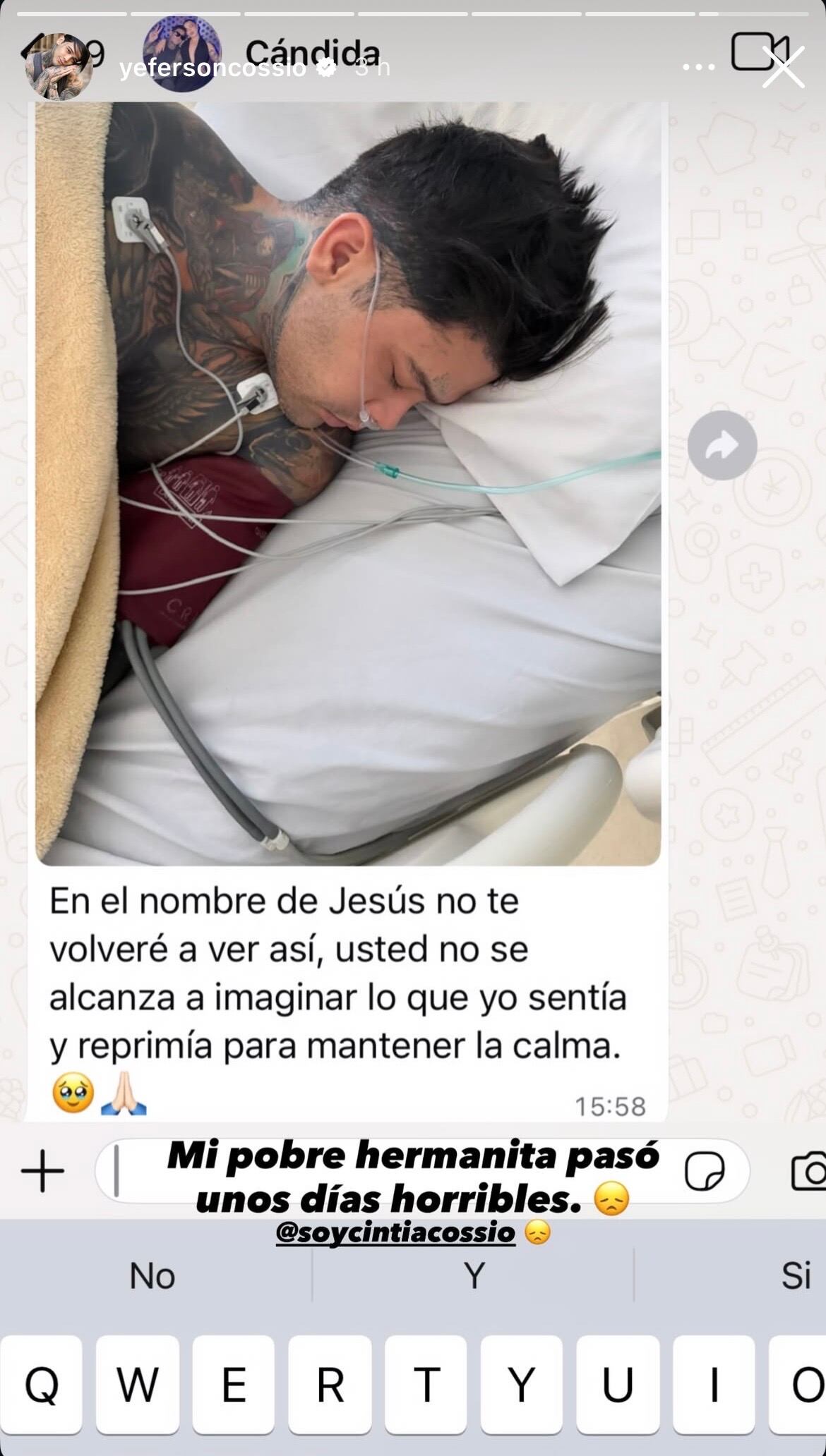 Yeferson Cossio reveló cómo su hermana Cintia vivió el momento en el que a él lo operaron.