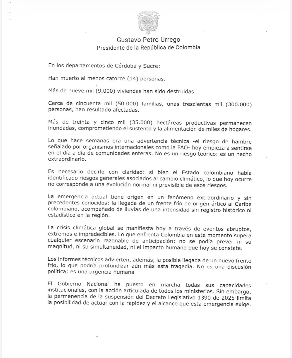 Carte Gustavo Petro Corte Constitucional