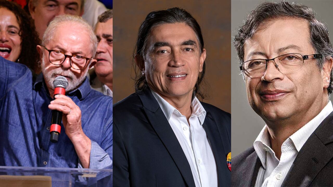 Luiz Inácio Lula da Silva, presidente electo de Brasil; Gustavo Bolívar, senador del Pacto Histórico; y Gustavo Petro, presidente de Colombia.