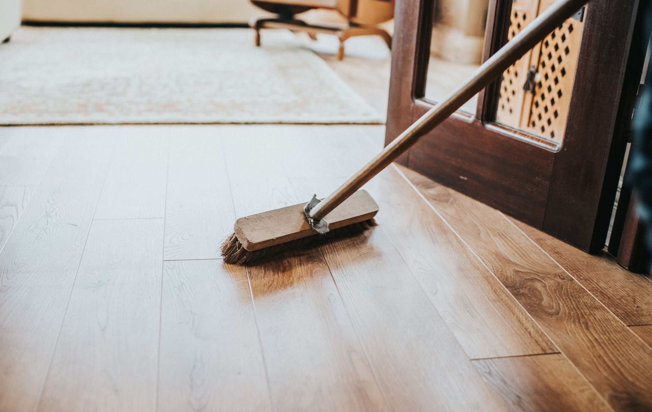 Brush on a wooden floor.