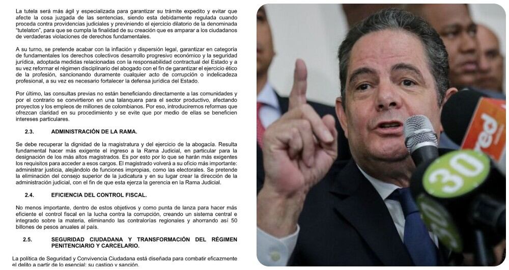 Germán Vargas Lleras y sus propuestas para reformar la justicia.