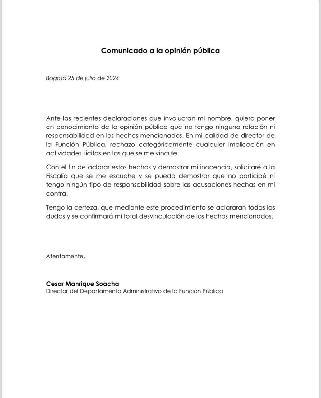 Pronunciamiento César Manrique