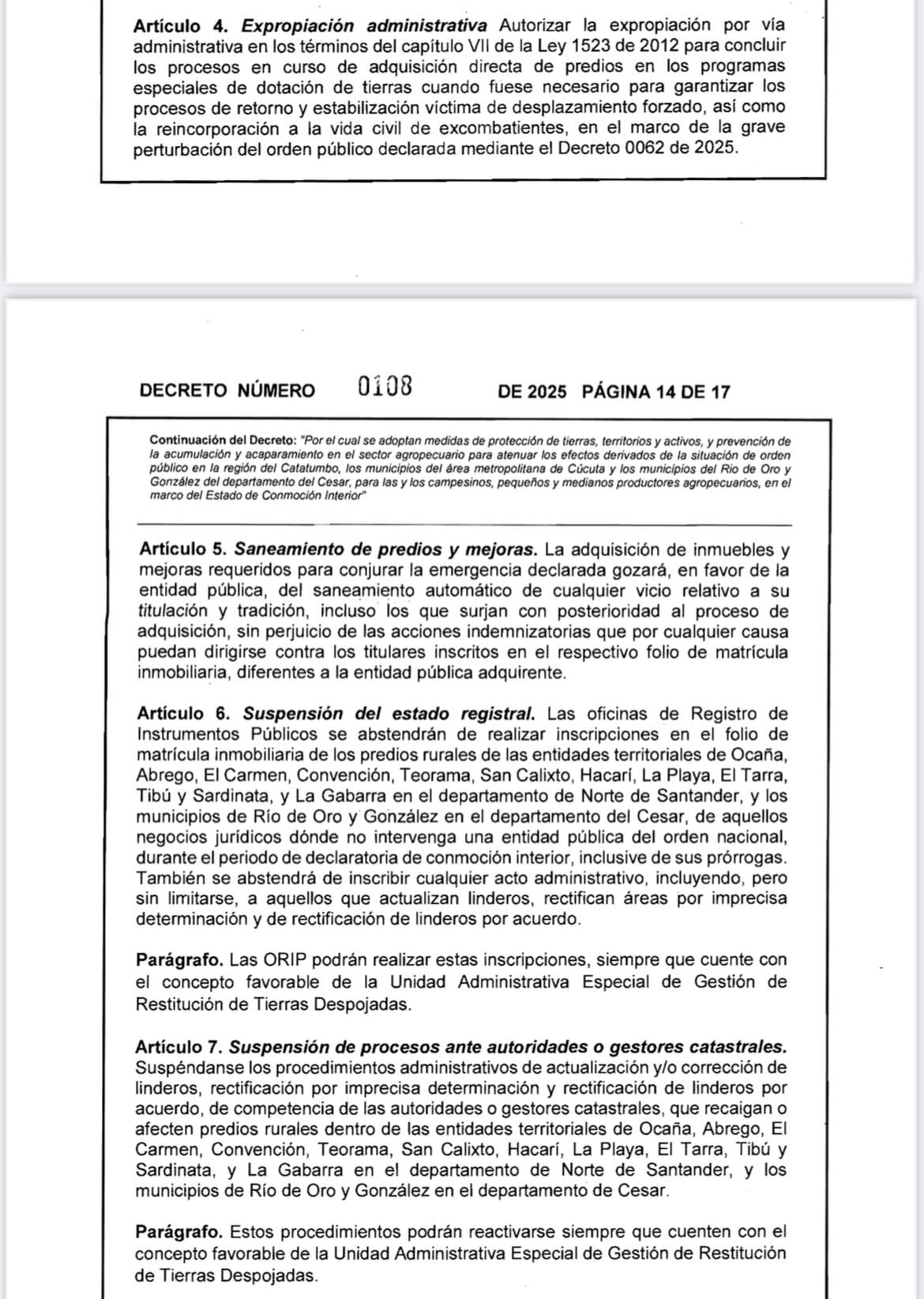 Decreto expropiación administrativa