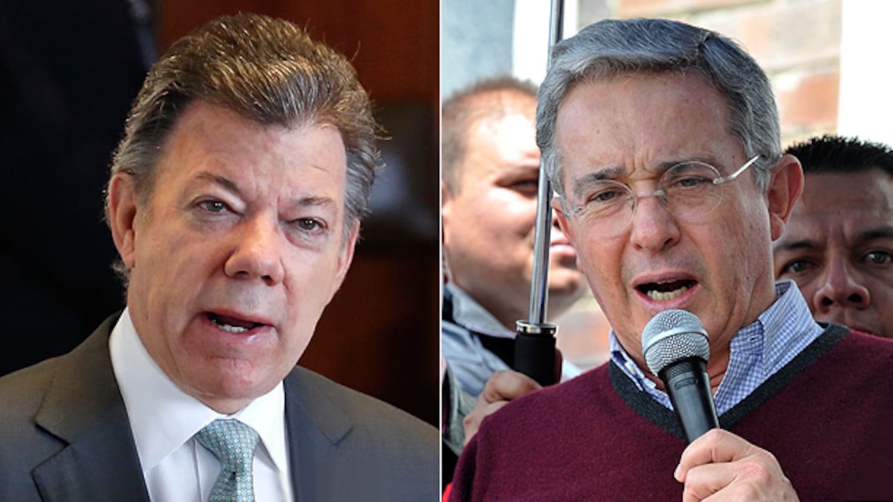 Juan Manuel Santos y Álvaro Uribe.