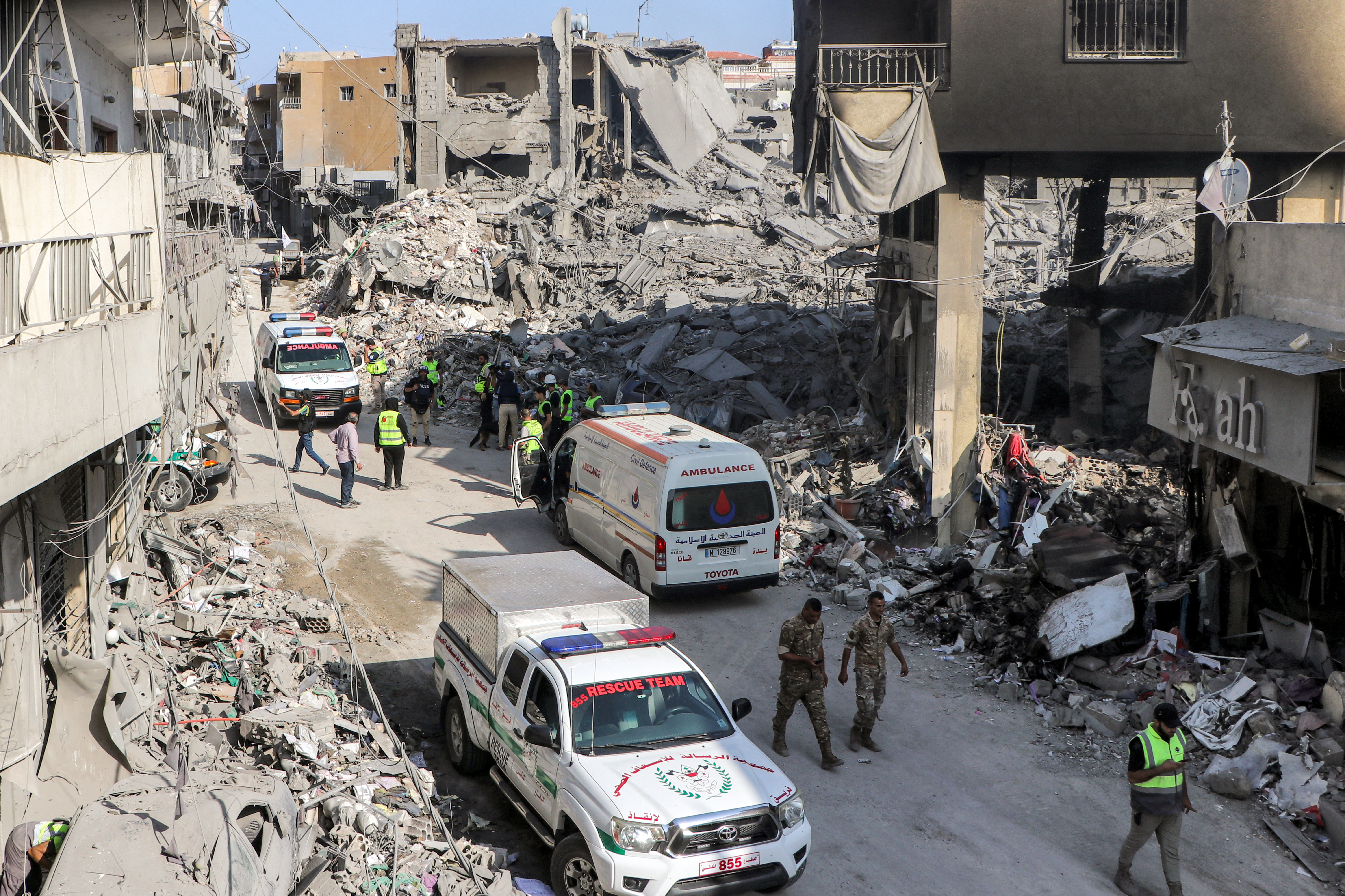 Suburbios de Líbano bombardeados.