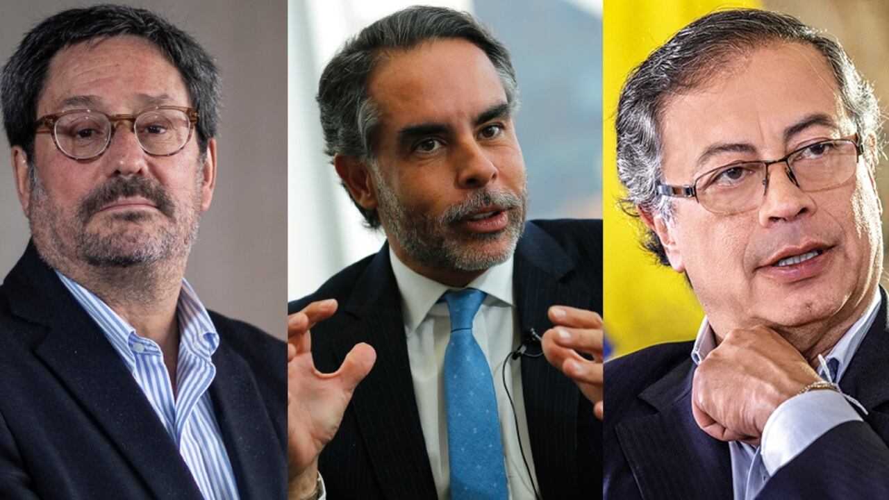 De izquierda a derecha: el ex vicepresidente Francisco Santos; el embajador Armando Benedetti y el presidente Gustavo Petro.