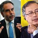 De izquierda a derecha: el ex vicepresidente Francisco Santos; el embajador Armando Benedetti y el presidente Gustavo Petro.