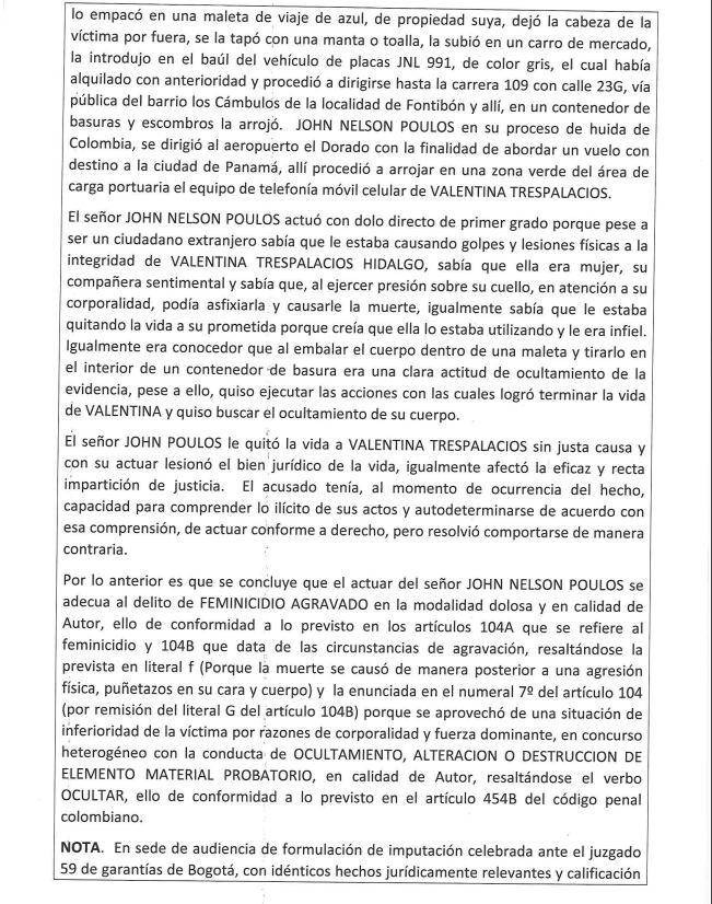 Escrito de acusación de la Fiscalía contra John Poulu