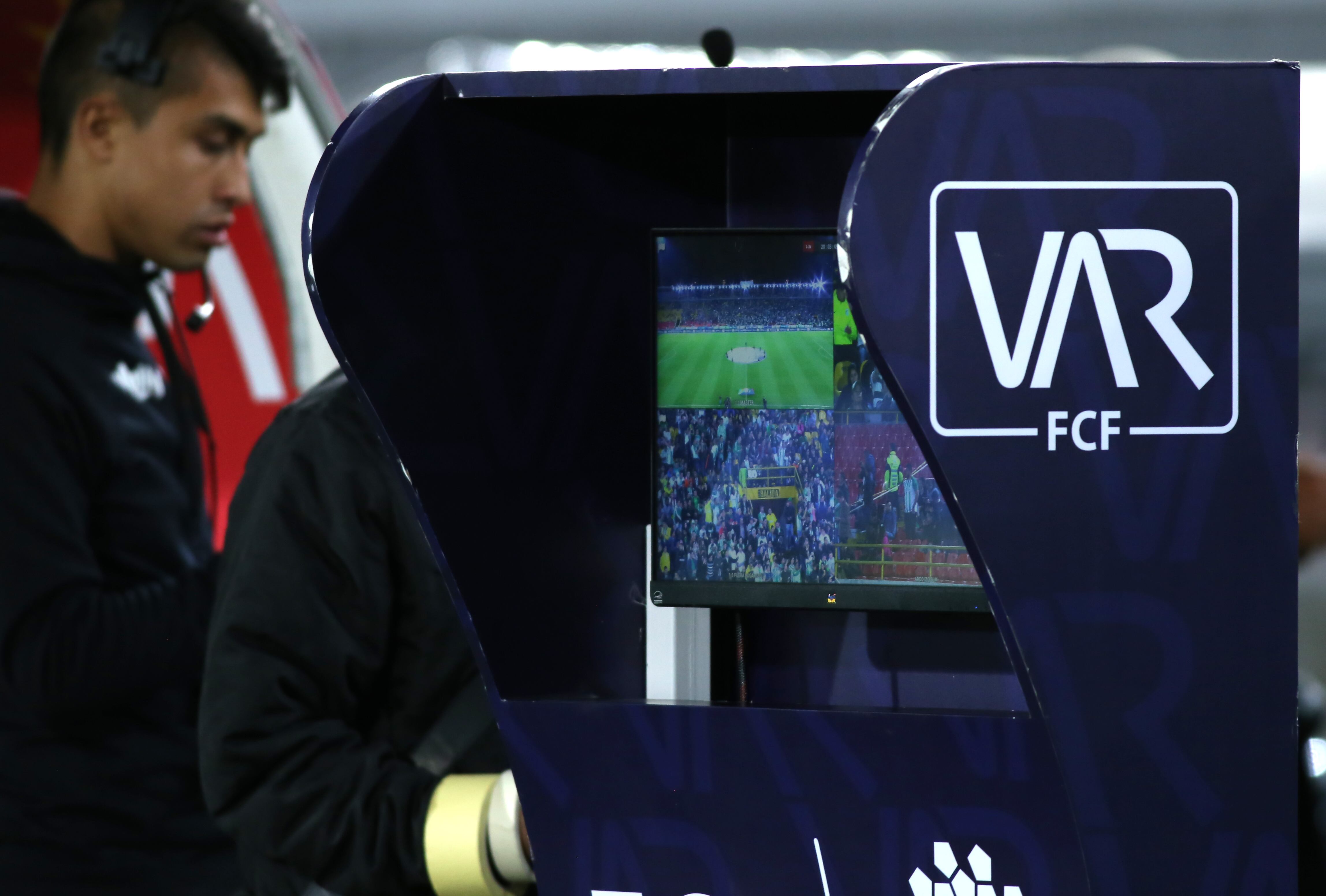 The VAR cabin during a betplay league match.   during the BetPlay League match between Equidad v Atletico Nacional, in Bogota, Colombia, on January 29, 2020. (Photo by Daniel Garzon Herazo/NurPhoto via Getty Images)