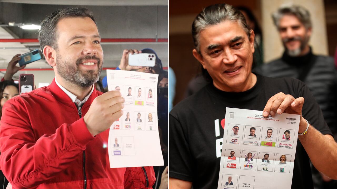 Luis Carlos Galán, alcalde electo de Bogotá, y Gustavo Bolívar, el candidato del presidente Gustavo Petro, derrotado en las urnas.