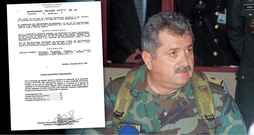 Siendo comandante de la Brigada XVII del Ejército, el entonces brigadier general Rito Alejo del Río dio vía libre a las Convivir y hasta recomendó el uso de armas.