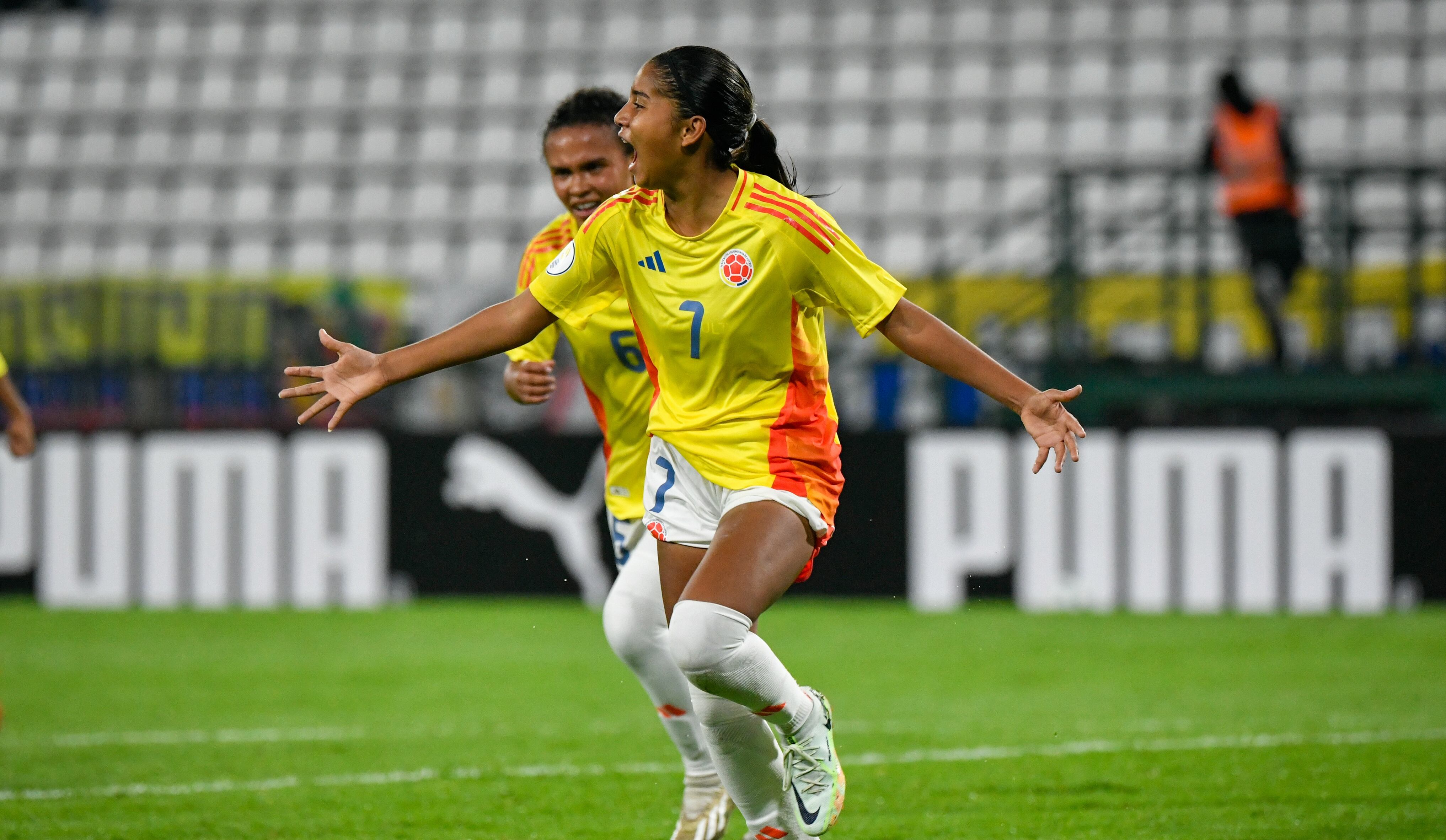 María Alejandra Baldovino Vásquez, la figura de Colombia en el partido contra Venezuela en el Sudamericano sub-17.