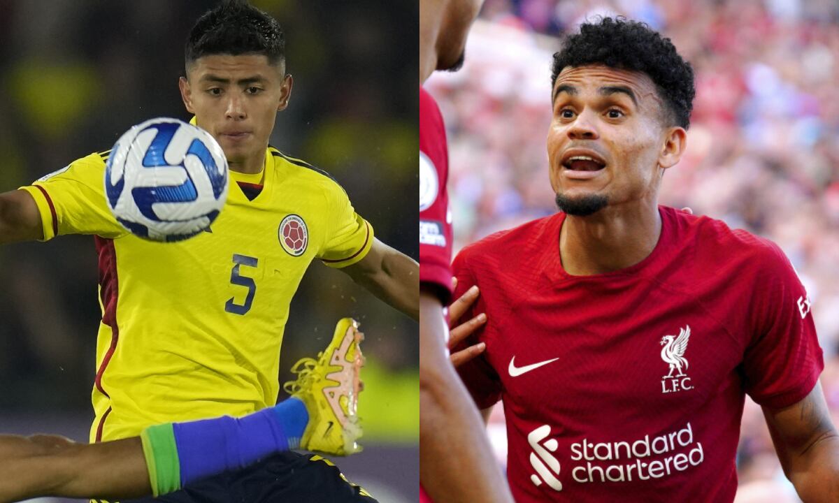 Kevin Mantilla y Luis Díaz. Foto: AP/Fernando Vergara//AP/Peter Byrne/PA