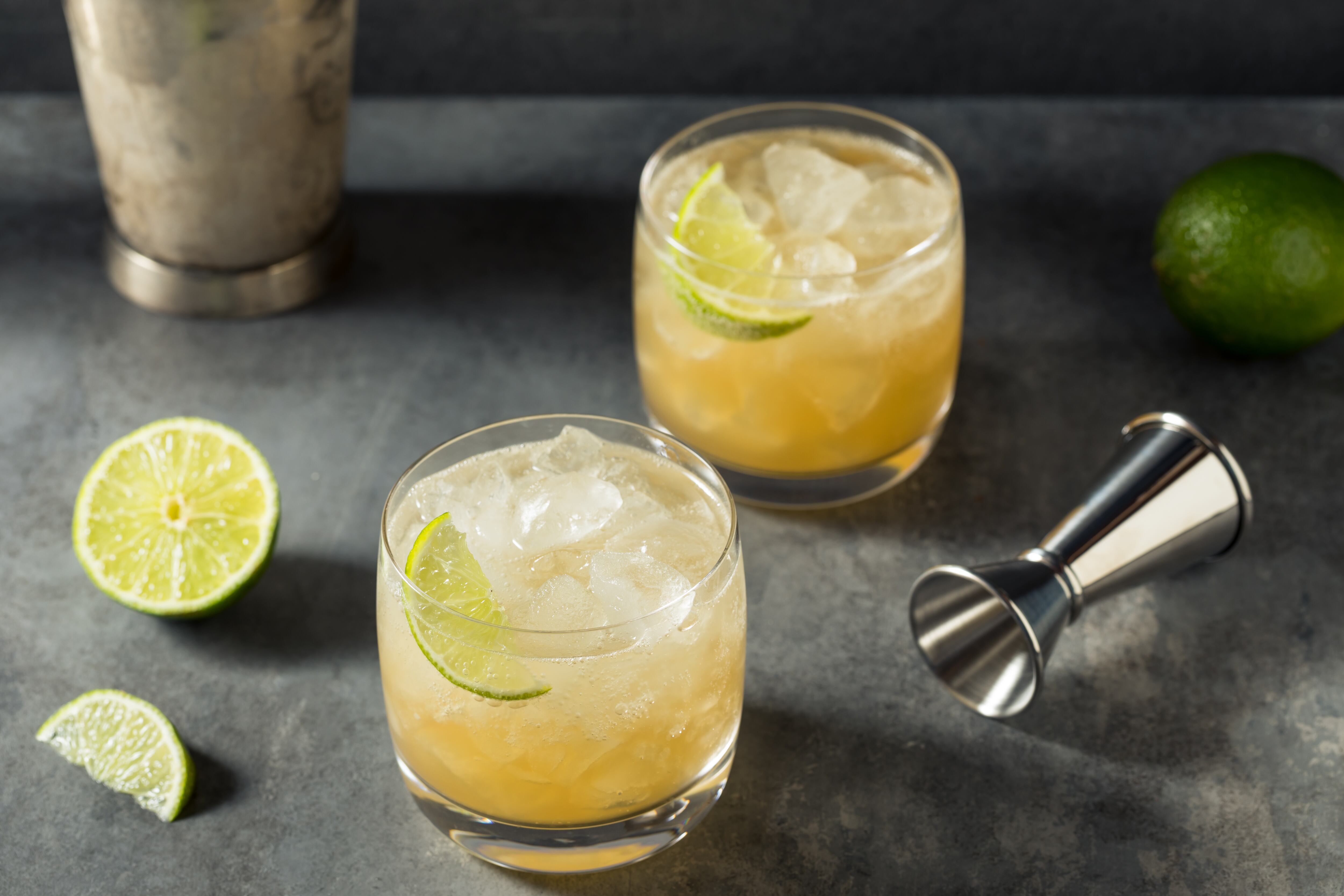 Refreshing Cold Rum Canchanchara Cocktail with Lime and Honey Syrup
