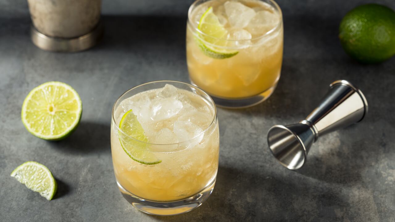 Refreshing Cold Rum Canchanchara Cocktail with Lime and Honey Syrup