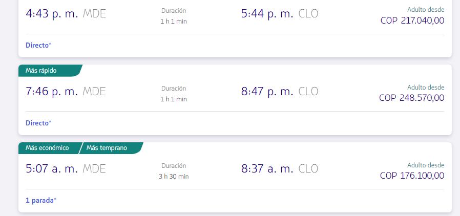 LATAM vuelo 5 de noviembre Medellín Cali