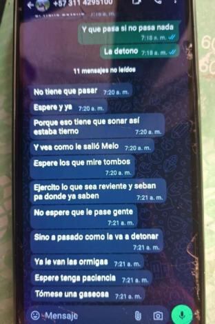 Otra de las conversaciones de la persona que retuvo la Policía.