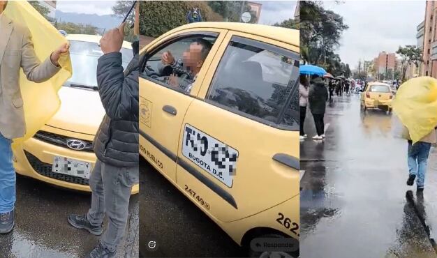 Taxista casi atropella a funcionarios judiciales que participaban en una marcha en Bogotá.