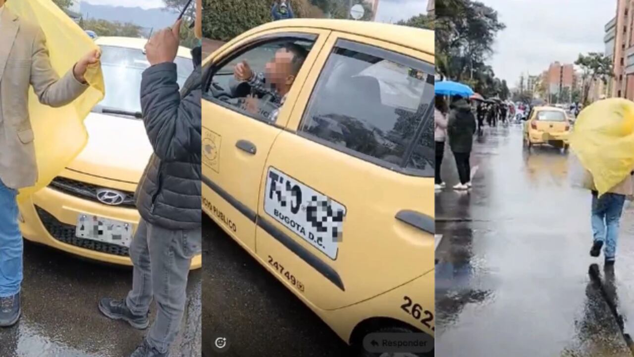 Taxista casi atropella a funcionarios judiciales que participaban en una marcha en Bogotá.