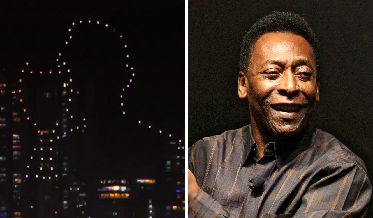 Pelé fue homenajeado en el cielo con 80 drones.