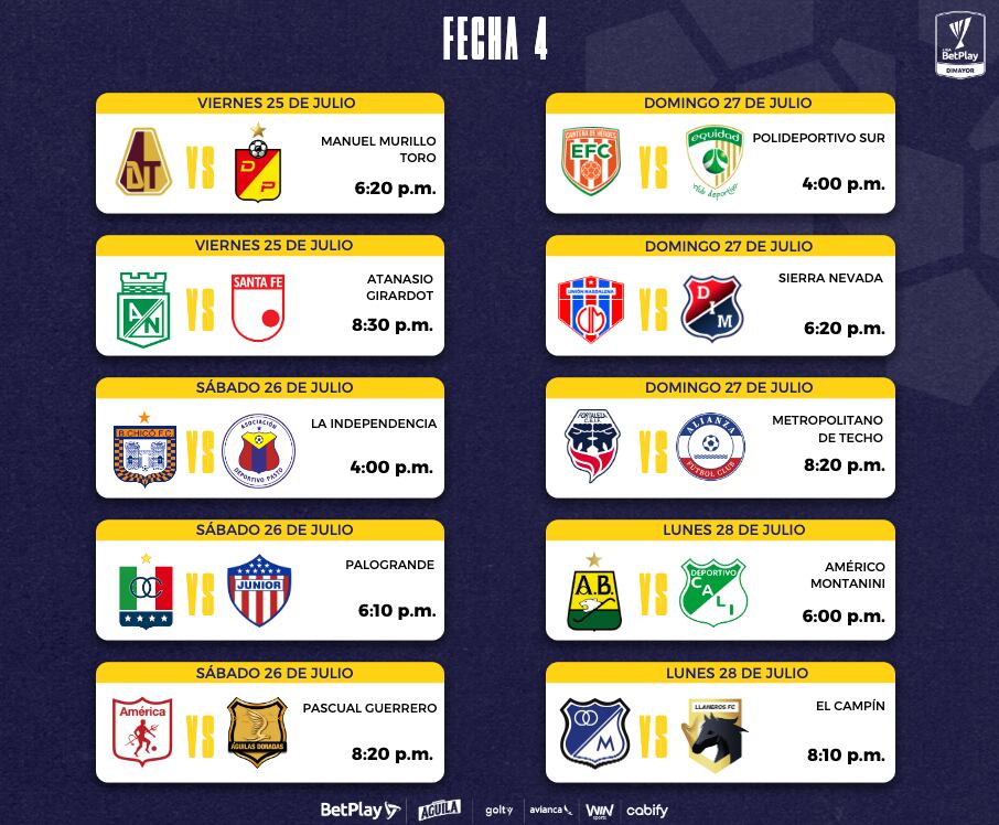 Liga BetPlay 2025 segundo semestre fecha 4