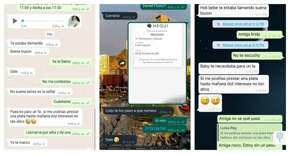 Chats estafa Luisa Rey.