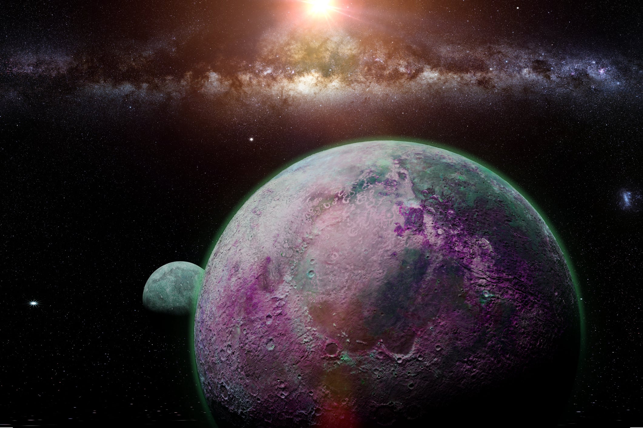 Representación artística de un planeta en un sistema planetario