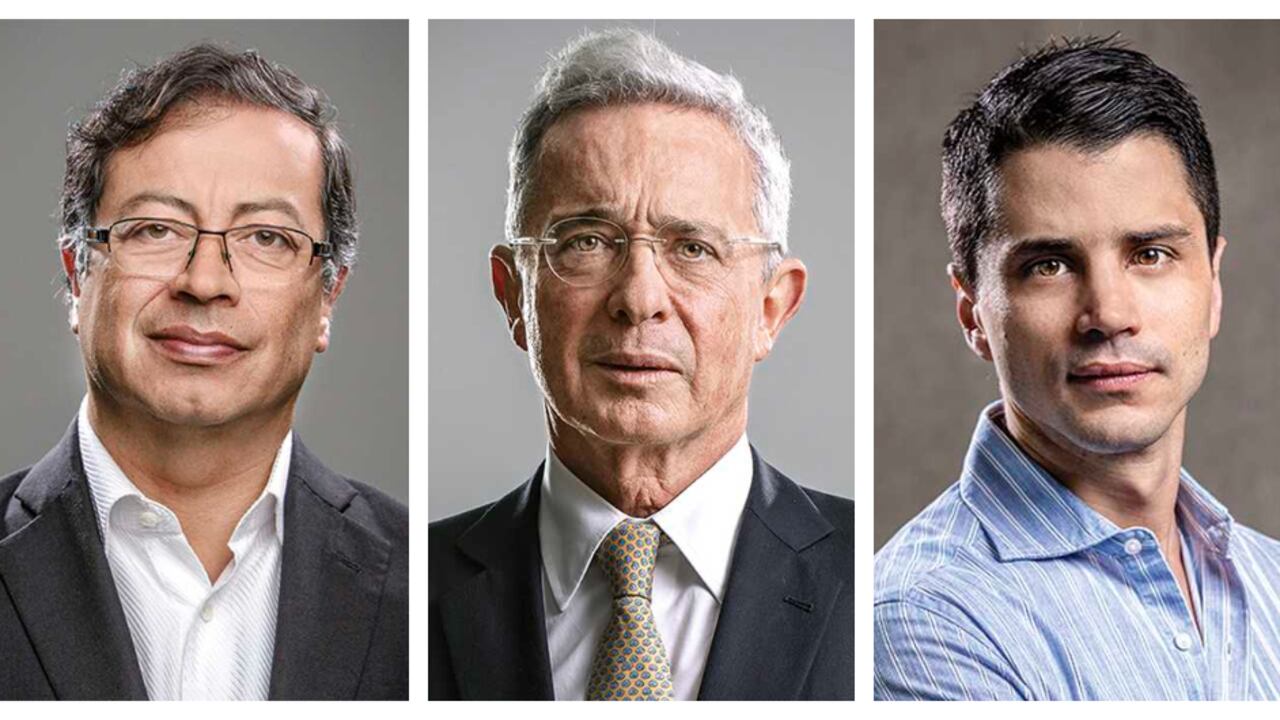Gustavo Petro, Álvaro Uribe y Tomás Uribe.