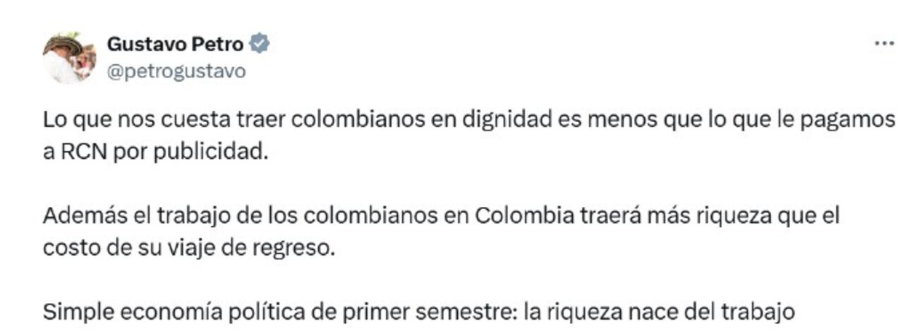 Trino de Gustavo Petro contra medio de comunicación por el traslado de los migrantes deportados