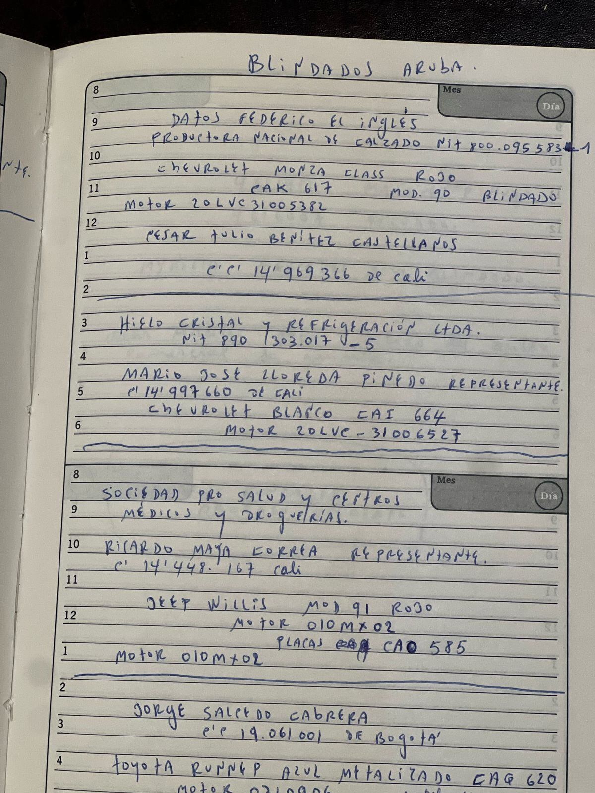 Libreta de Pablo Escobar