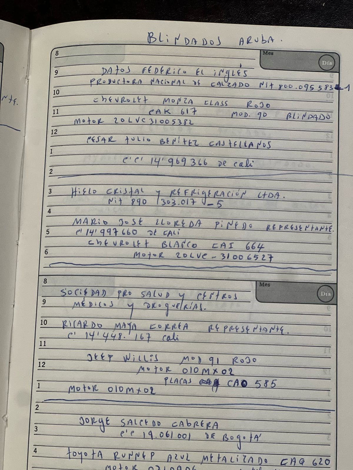 Libreta de Pablo Escobar